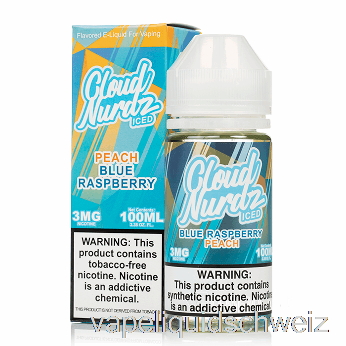 Iced Peach Blue Raspberry – Cloud Nurdz – 100 Ml, 6 Mg Vape Ohne Nikotin